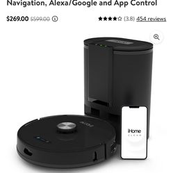 iHome AutoVac Nova Self Empty Robot Vacuum and Mop, Laser Navigation, Alexa/Google and App Control
