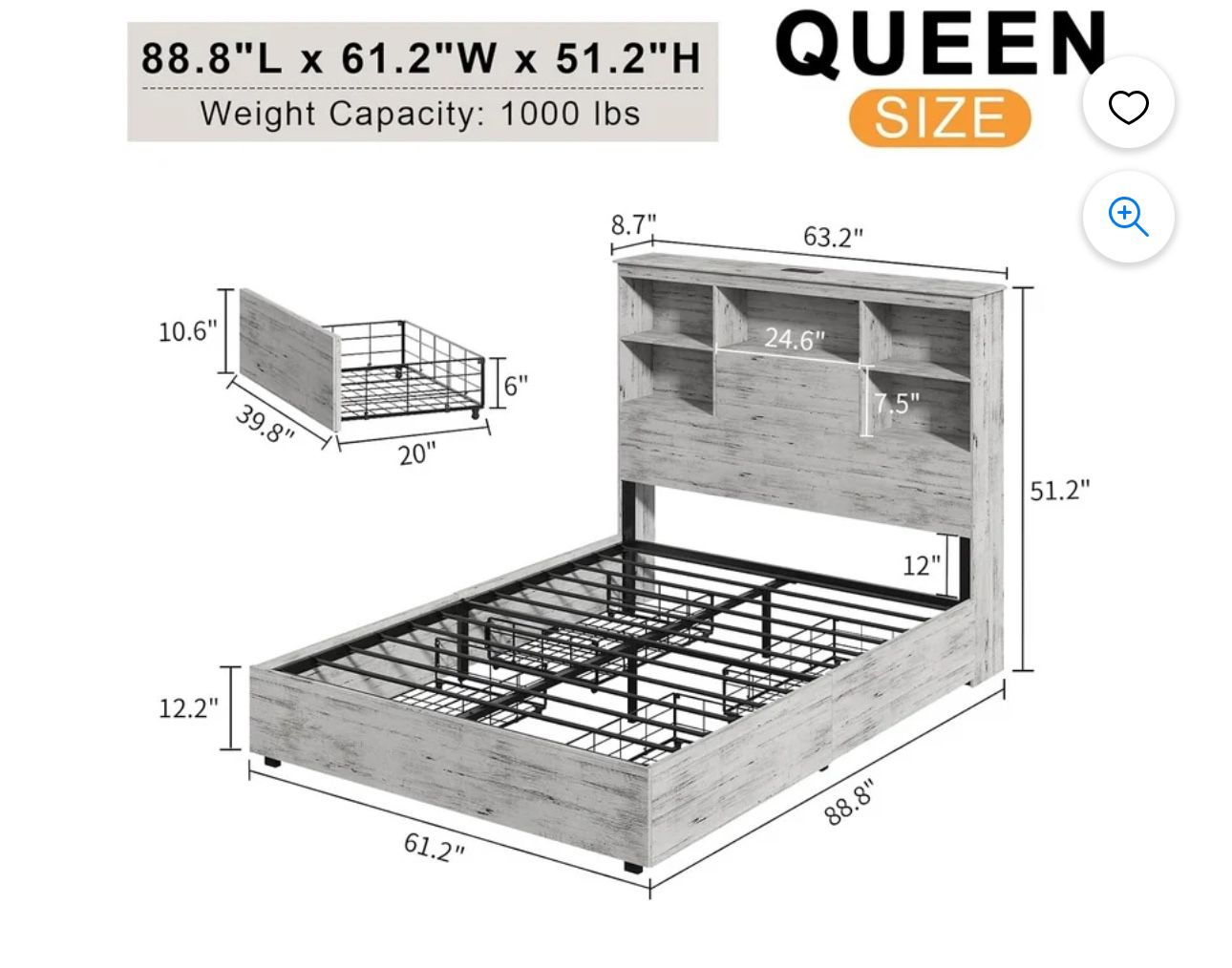 Brand New Queen Size Bed Frame with LED