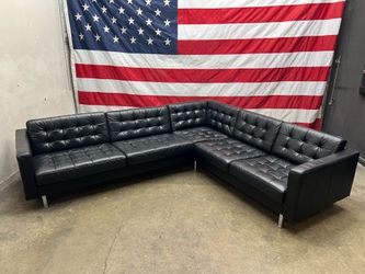 Free Delivery - Black Leather MORABO Sectional