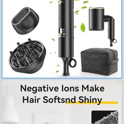 Hair Dryer, 150000RPM Ionic Blow Dryer - Fast Drying, Low Noise, Foldable Portable with Diffuser and Nozzle, Compact Mini for Women and Men, Home and 