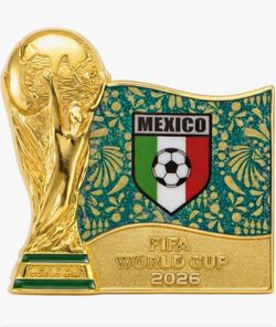 Historical 🏆FIFA World Cup™️ 2026🇲🇽⚽️ MEXICO FLAG with TROPHY⚽️🇲🇽Pin