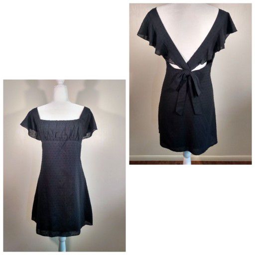 Simply Irresistible Black Ruffled Tie Back Cotton Mini Dress XL