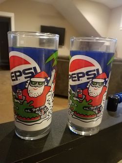 NEW Set of 9 Pepsi glasses from 1980s Dishes Christmas
