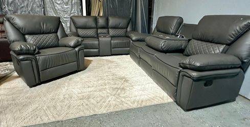 Grey Three Piece Reclining Sofa Set ON CLEARANCE $1149 Brand NEW IN BOX