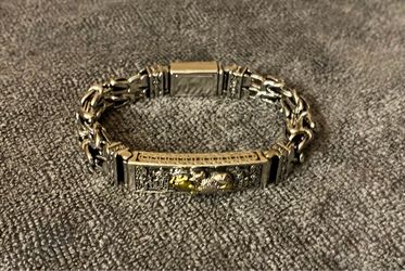 Men's S925 Sterling Silver Pixiu Byzantine Link Chain Buddhist Bracelet
