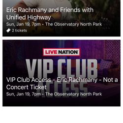 Unified Highway Concert - Eric Rachmany Concert (2) VIP tickets