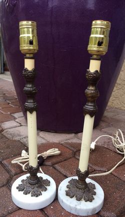 Vintage Marble Lamps 15" Tall 4" Base Italy