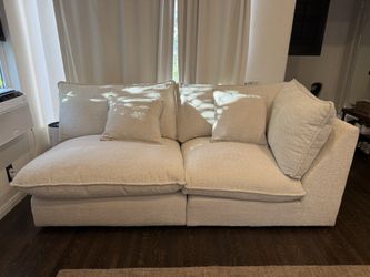 Cream Bouclé 2-Piece Sofa – $400