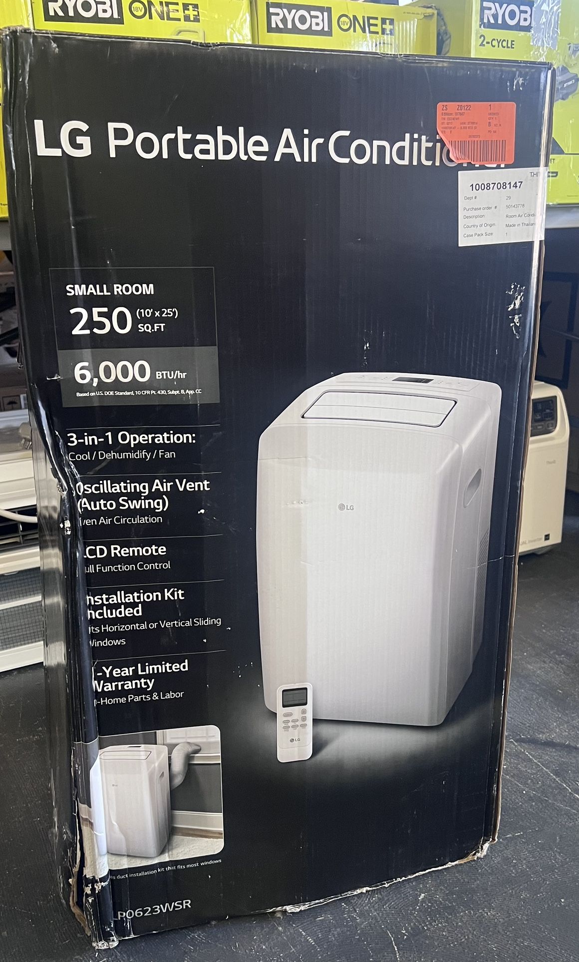 New LG 6,000 BTU (SACC) / 9,700 BTU (ASHRAE) Portable Air Conditioner Retail Price $350 Your Price $260