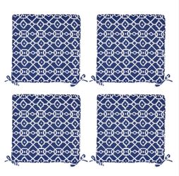4 Pack Patio Cushion Covers Replacement with Zipper~Ikat Grid Print size- 21.65"D×21.65"W×3.15"H “New”
