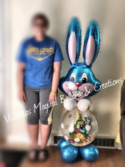 EASTER BUNNY BALLOON BASKETS 5 FEET TALL