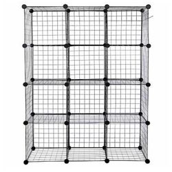 12-Cube Storage Shelf Wire Cube Storage Organizer DIY Closet Cabinet Bookshelf