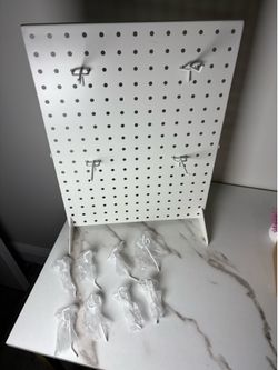 Metal Countertop Pegboard Display Stand with 12 Hooks - 13” x 17”