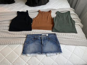 dkny jeans skirt and basic shirts new 