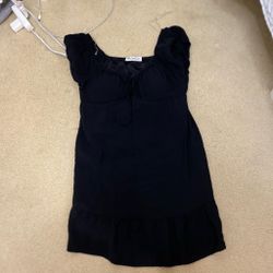 Black Mini Dress with Tie Neckline