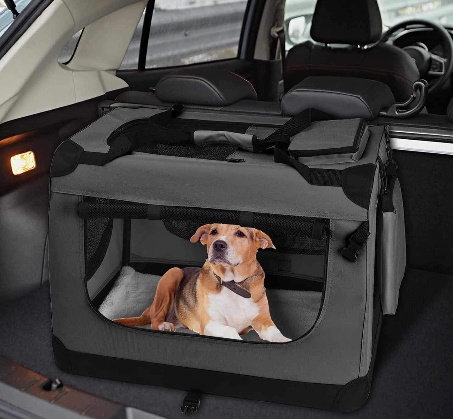 PISPETS Collapsible Soft Sided Pet Carrier for Dogs and Cats, 32"x23"x23"