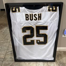 REGGIE BUSH AUTOGRAPHED ON FIELD REEBOK JERSEY AND AUTOGRAPHED GAME BALL