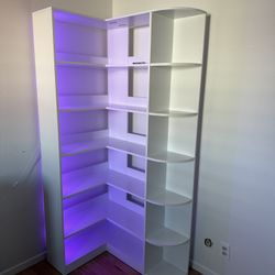 L Shape White Bookshelf 
