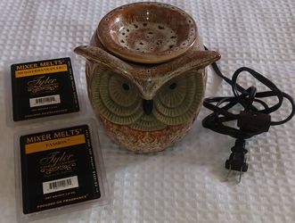 Vintage Spotted Owl Wax Warmer with Bulb and Wax Bars $15