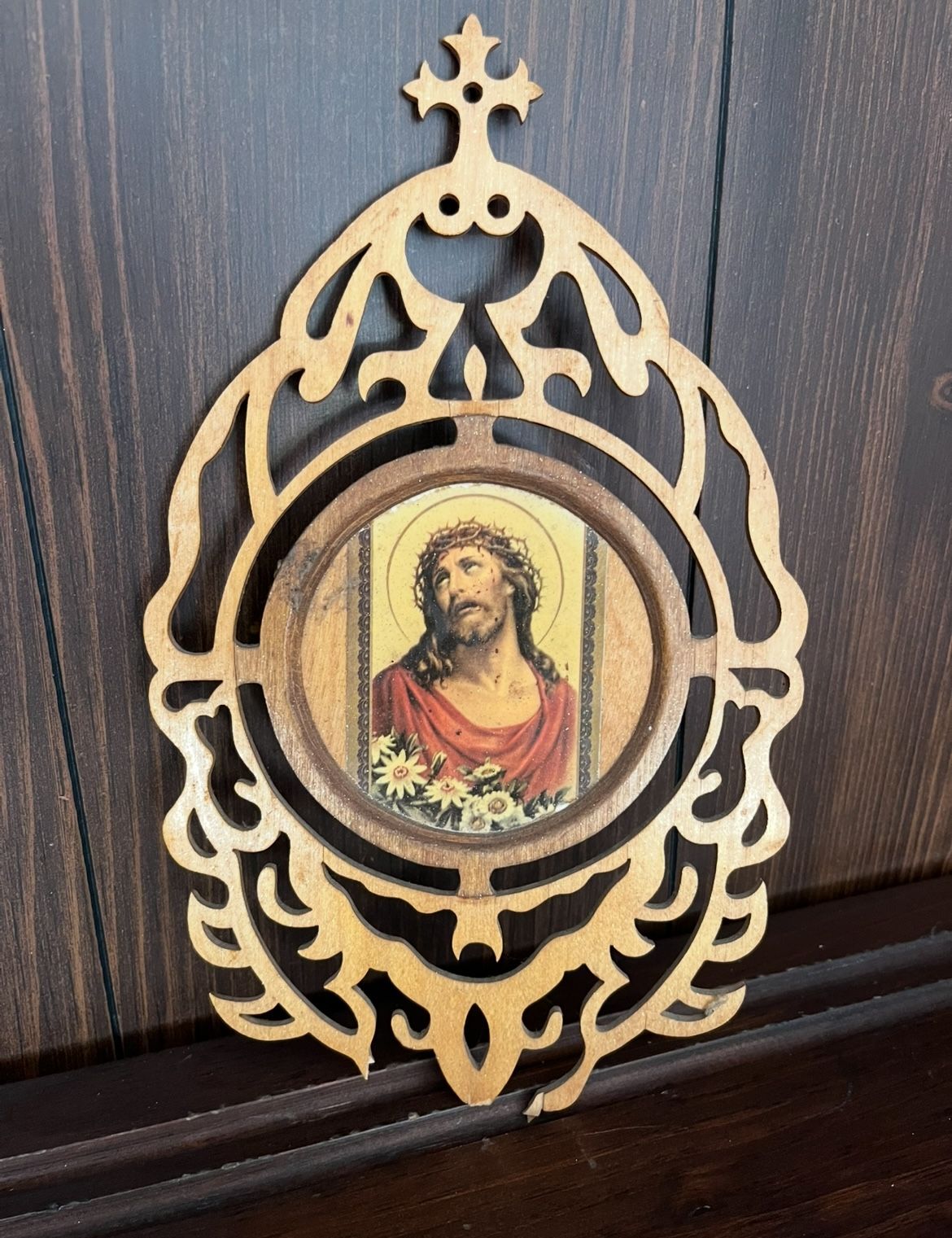 Intricate Ornamental Wood Cut Framed Jesus