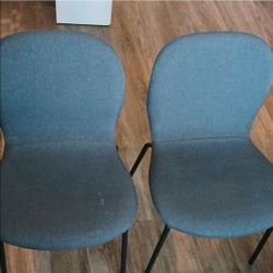 Set of 2 Gray Fabric Chairs