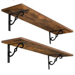 Long Wall Shelves, 23.6 Inch Large Floating Shelves Set of 2, Wide Display Shelf