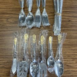 New Cameo Rose Stainless Steel Flatware & Serving Set – Made in Korea