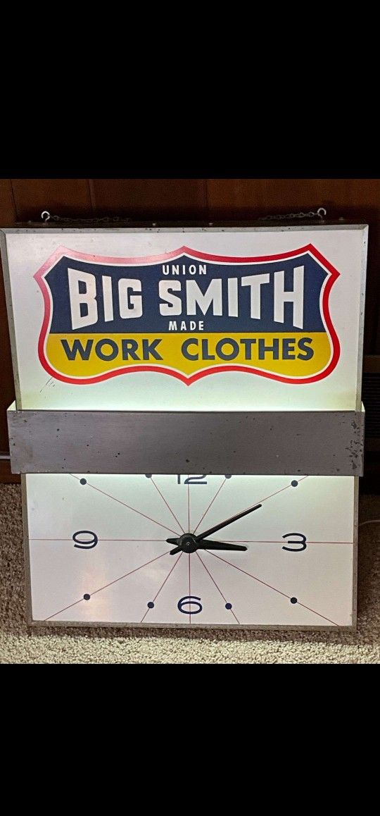Union Made Big Smith Work Clothes Sign 18 1/4" W X 22" H X 3 3/4" D