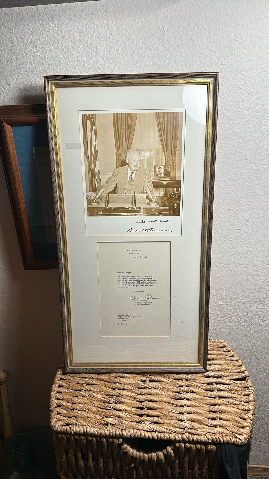 Signed Dwight Eisenhower Photo, And A Typed Letter Signed By His Secretary