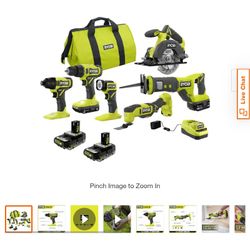 Ryobi One+ 18v Cordless Combo Kit With 2 Battery's And Charger 