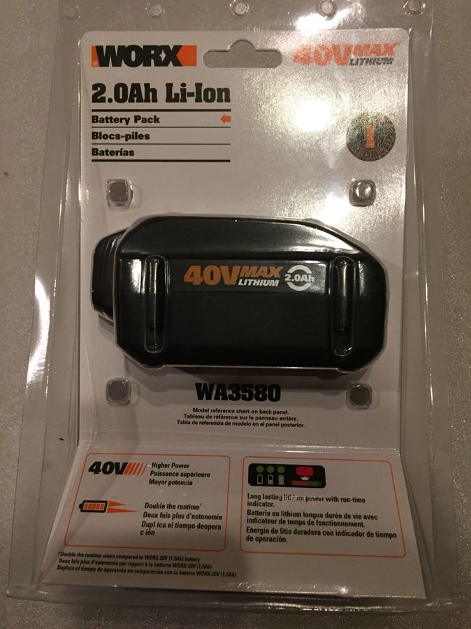 NEW! WORX WA3580, 40V MaxLithium Replacement Battery for WG180, WG280, WG380, WG580