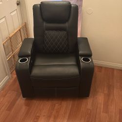 ANJ PU Leather Recliner Chair, Power Movie Theater 