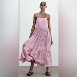 NWT Zara Women’s Midi (maxi) Pink Dress Xs Size 