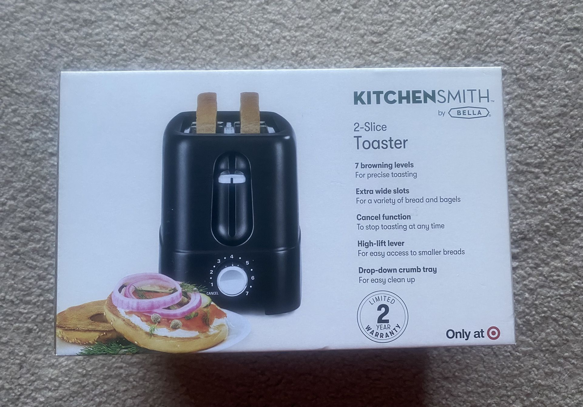 KitchenSmith By Bella 2-slice Toaster Black