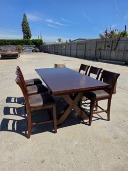 Dark Wood Dining Table with 6 Chairs