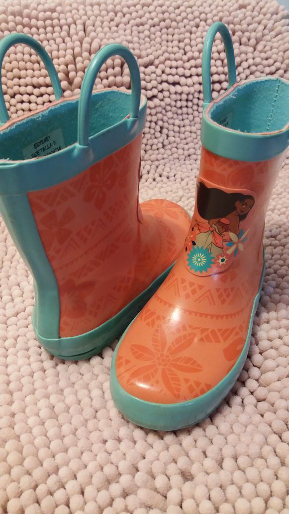 Disney "Moana" little girls rain boots size 9