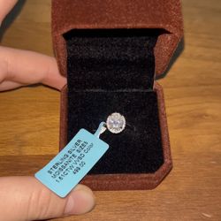 Moissanite Diamond Women’s Oval Halo Ring, 925 Sterling Silver, Size 5
