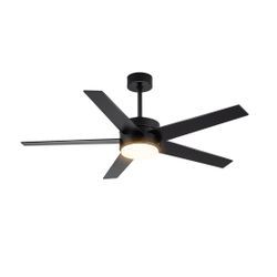 new 52 Inch Modern Ceiling Fan with Light, 5 Blades, Remote Control, Reversible DC Motor, Stepless Dimmable, Noiseless for Indoor and Outdoor Use, Bla