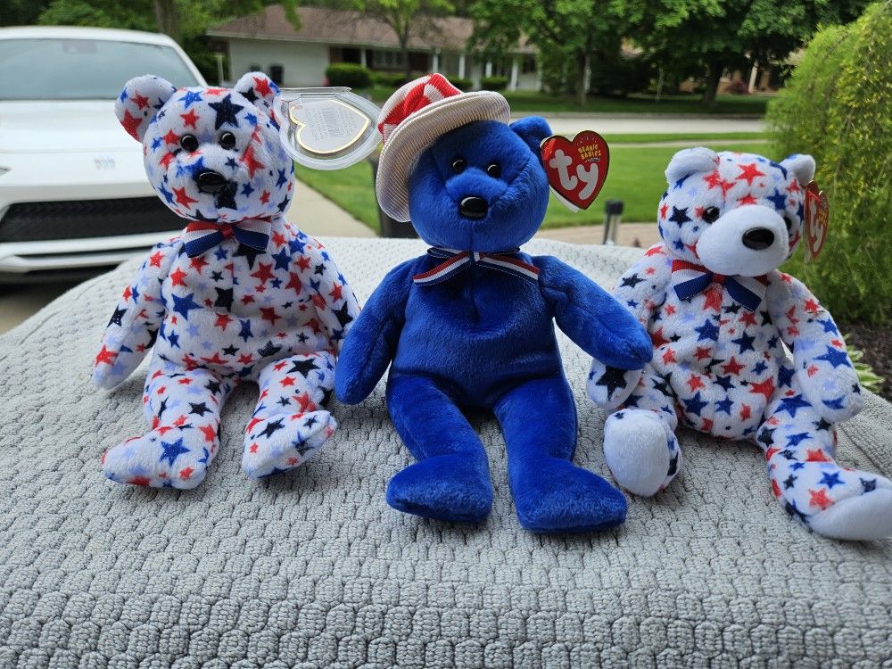 Patriotic TY Beanies. New. EACH