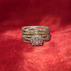 14k Yellow Gold Diamond Wedding Set Ring 1.89 ctw