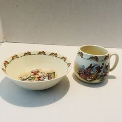 1936 Royal Doulton Bunnykins Plate & Cup Set Excellent Condition No chips or Cracks No fading