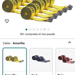 Mytee Products Kinedyne - Paquete de 10 correas de cabrestante de 4 pulgadas x 30 pies, color dorado, resistentes con ganchos planos WLL # 5400 libras