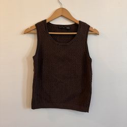 Vintage Y2K Brown Knitted Sweater Vest Sz Large 