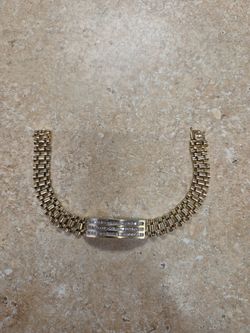 10k Yellow Gold Men's Diamond ID Bracelet 8"