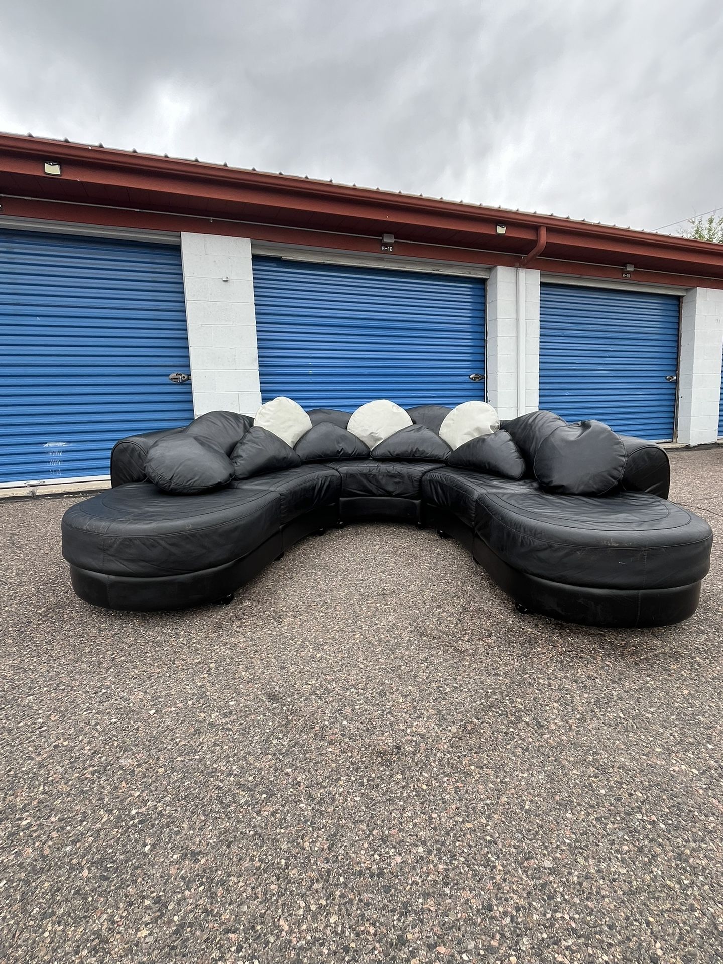 Black Leather Sectional – Free Delivery!