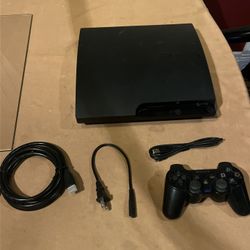 Sony PlayStation 3 PS3 Slim Black 320GB CECH-3001B w/ Cords & Controller 