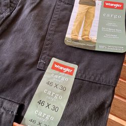 Wrangler Cargo Pants 46x30 Black New 