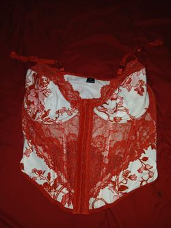Red lace corset top
