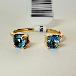 18K White Gold Open Blue Topaz Ring
