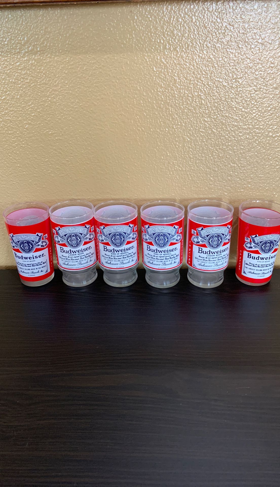 6 VINTAGE COLLECTIBLE BUDWEISER BEER GLASSES Anheuser-Busch